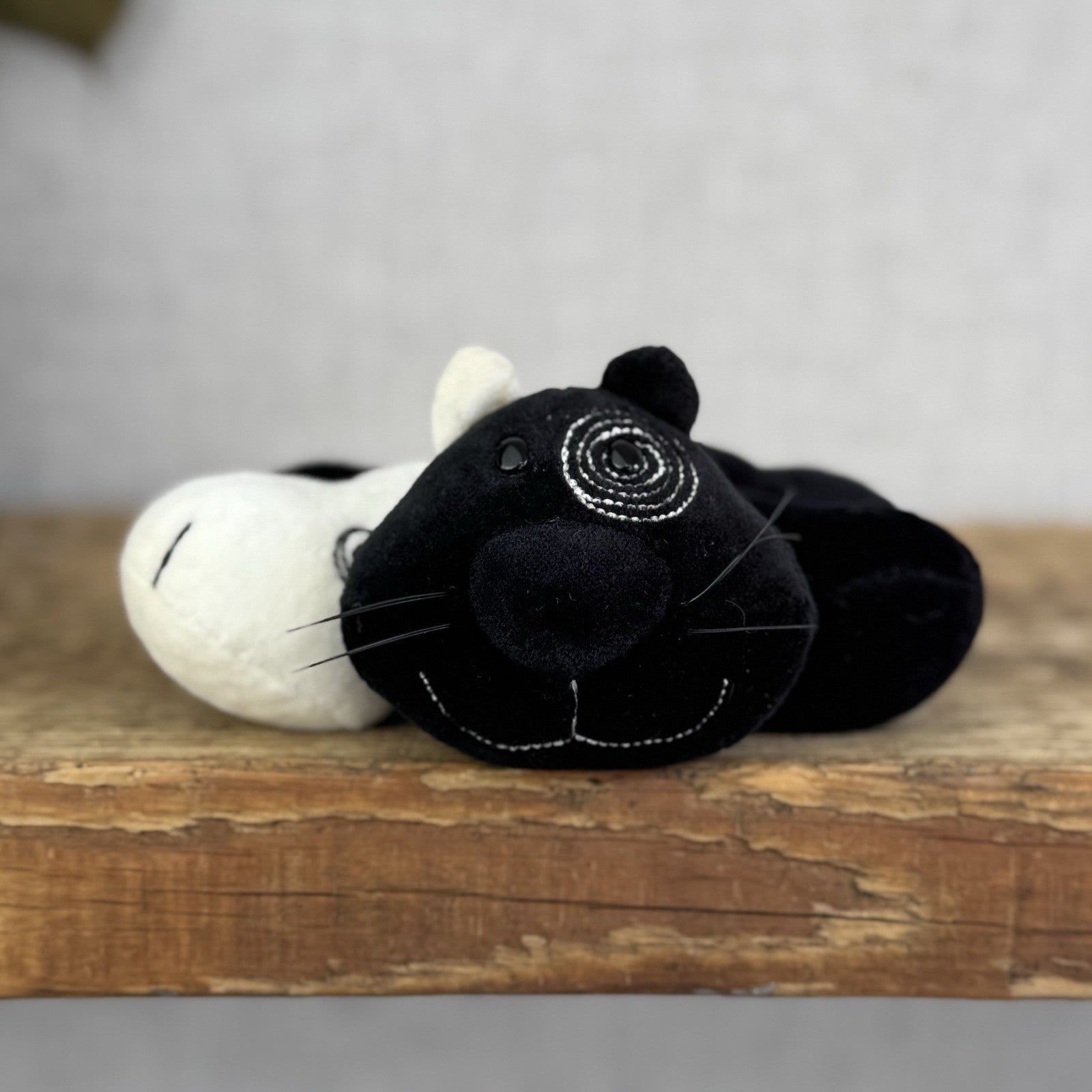 Jellycat Tubby Toes Cat - Vintage Black & White Cat Soft Toy Beanie Mini 4”