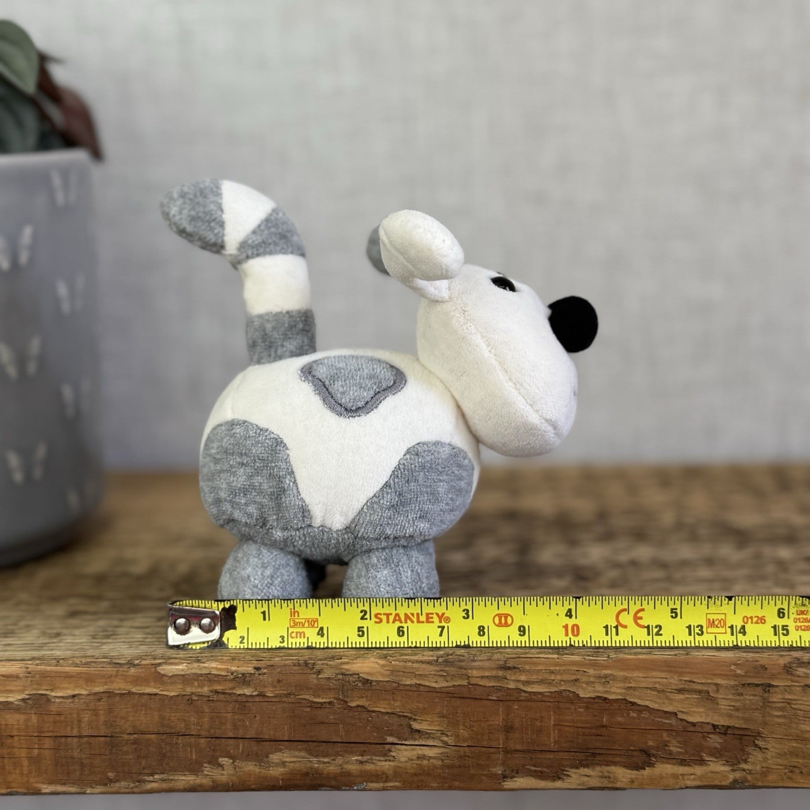 Jellycat Crazy Dog - Grey/White Vintage Miniature Beanie Velour NWOT 4"