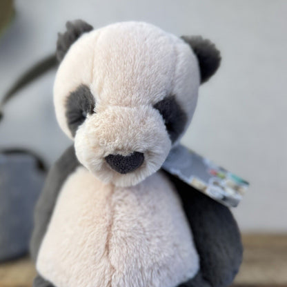 Jellycat Medium Puffles Panda - Super Soft Sitting Cream & Black Panda 13"