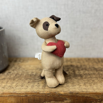 Jellycat Mini Messenger Puppy Dog - Dog Holding Heart Mini Linen Pup Retired 8"