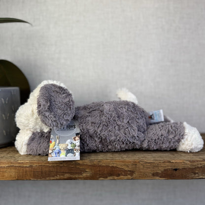 Jellycat Tumblie Sheepdog Grey & White Laying Puppy Dog Soft Toy Plush 14” (#3)