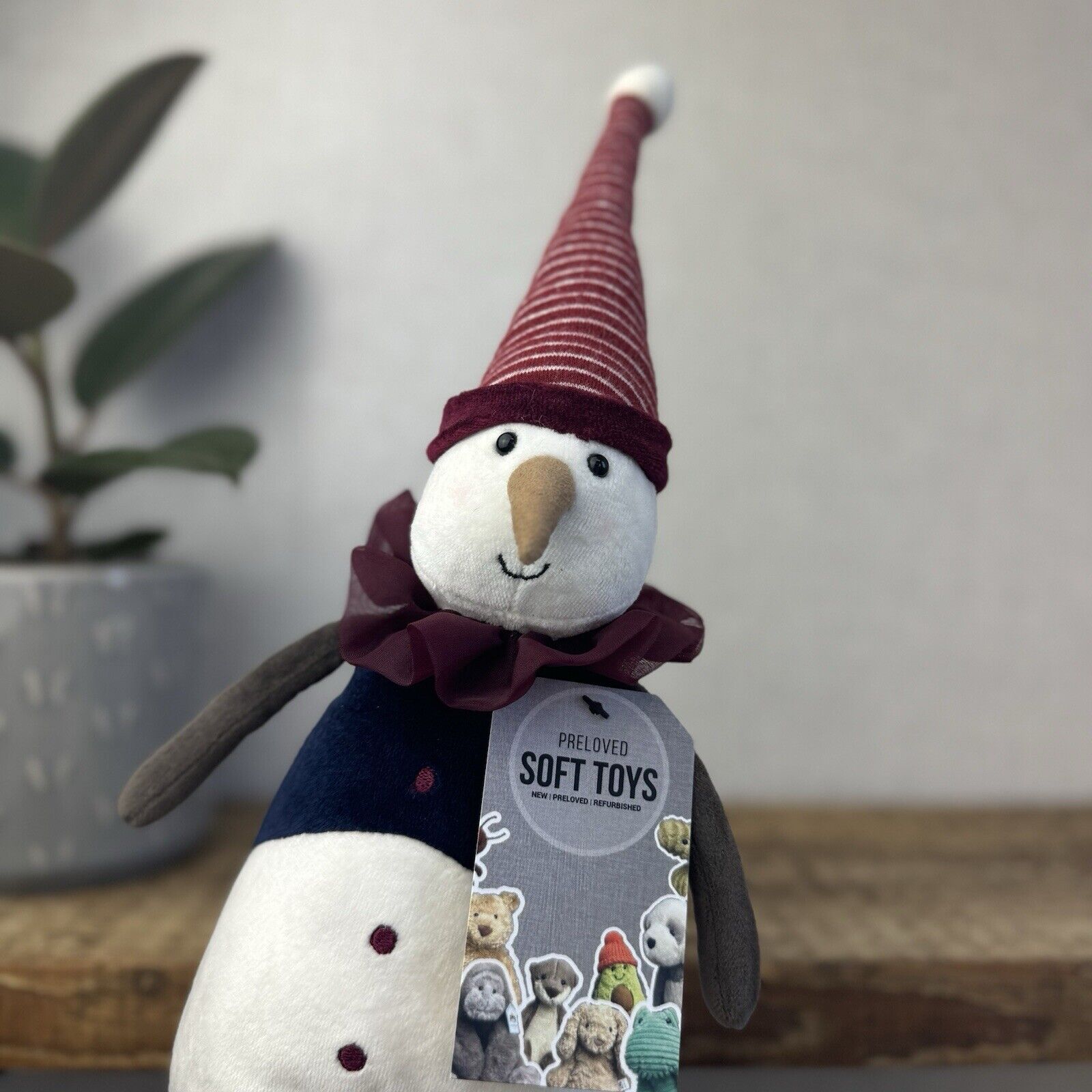 Jellycat Yule Snowman - Snowman With Collar & Hat - Scandi Christmas Retired 