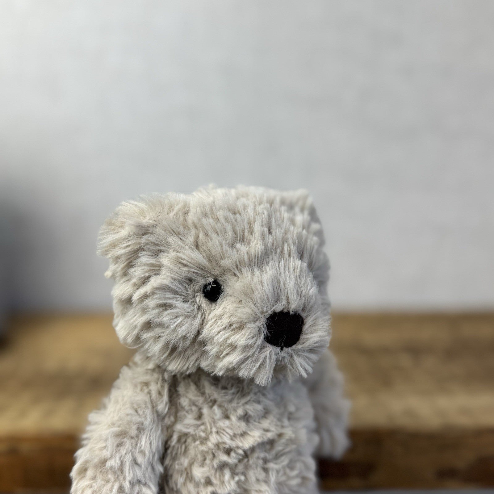 Jellycat Small Fletcher Bear - Retired Small Textured Light Grey Bear Beanie 7"