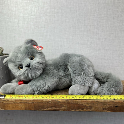 TY Beanie Buddy - BEANI Grey Fluffy Cat (Paper Tag Damaged) Amazing Rare 11"