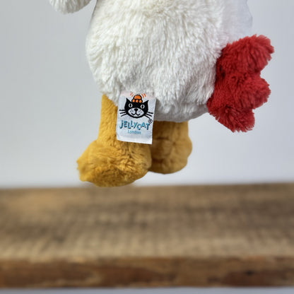 Jellycat Bashful White Chicken - Medium Fluffy Farm Animal Rare/Retired 12"