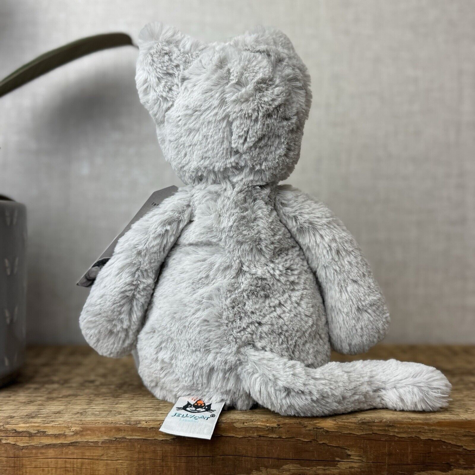 Jellycat Medium Bashful Grey Cat Kitten - All Grey Cat Beanie Plush Retired 12”