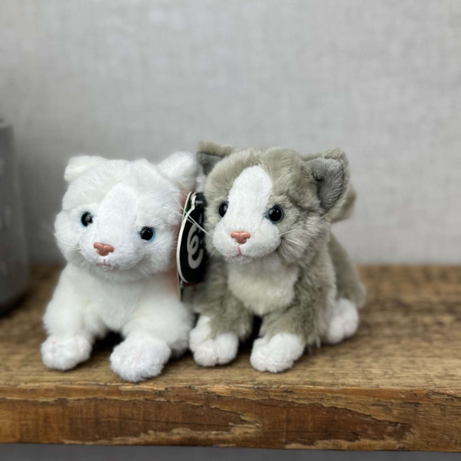 Living Nature Soft Toy Kitten Pair - Mini Grey Kitten & White Kitten 5"