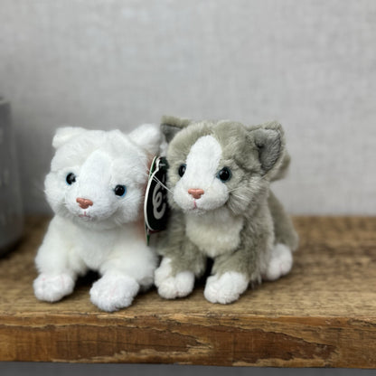 Living Nature Soft Toy Kitten Pair - Mini Grey Kitten & White Kitten 5"