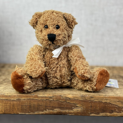 Keel Toys Small Traditional Beanie Bear Soft Toy - Small Beanie Curly Brown Bear