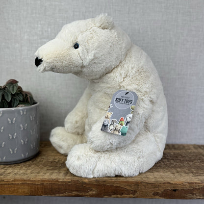 Jellycat Large Elwin Polar Bear - White Sitting Bear Plush Rare & Retired 16”