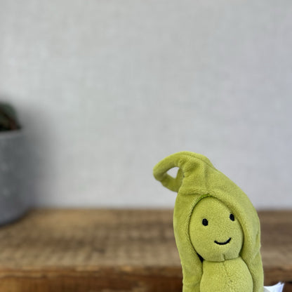 Jellycat Vivacious Pea Pod - Beanie Vegetable Soft Toy - Play Food Soft Toy 8"