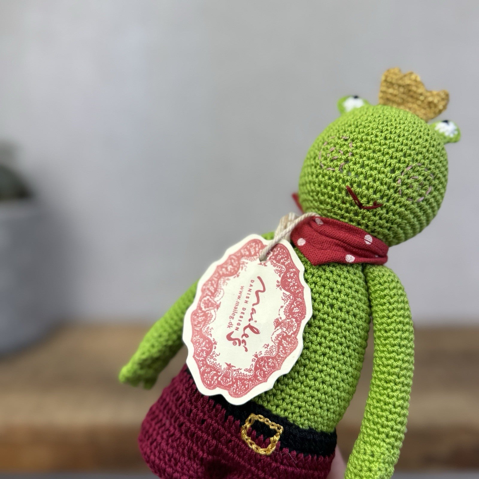 Maileg Knitted Frog Prince - Rare Retired Item 16-0026-00 New With Tags 9"