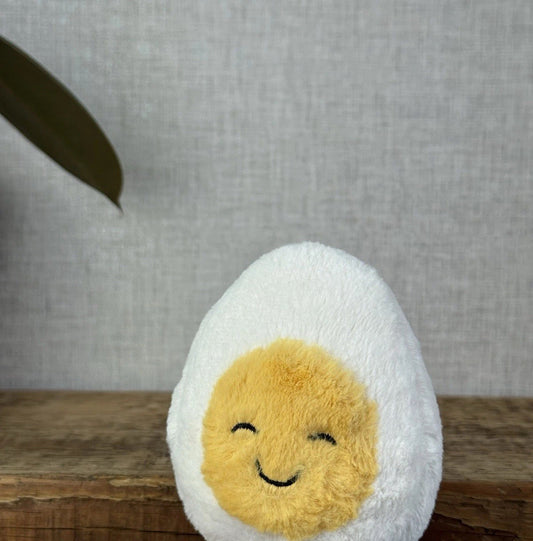 Jellycat Amuseable Blushing Boiled Egg - Little Egg With Feet Soft Toy Beanie 