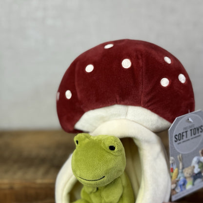 Jellycat Forest Fauna Mushroom Frog - Toadstool House Mini Frog Beanie (#2)