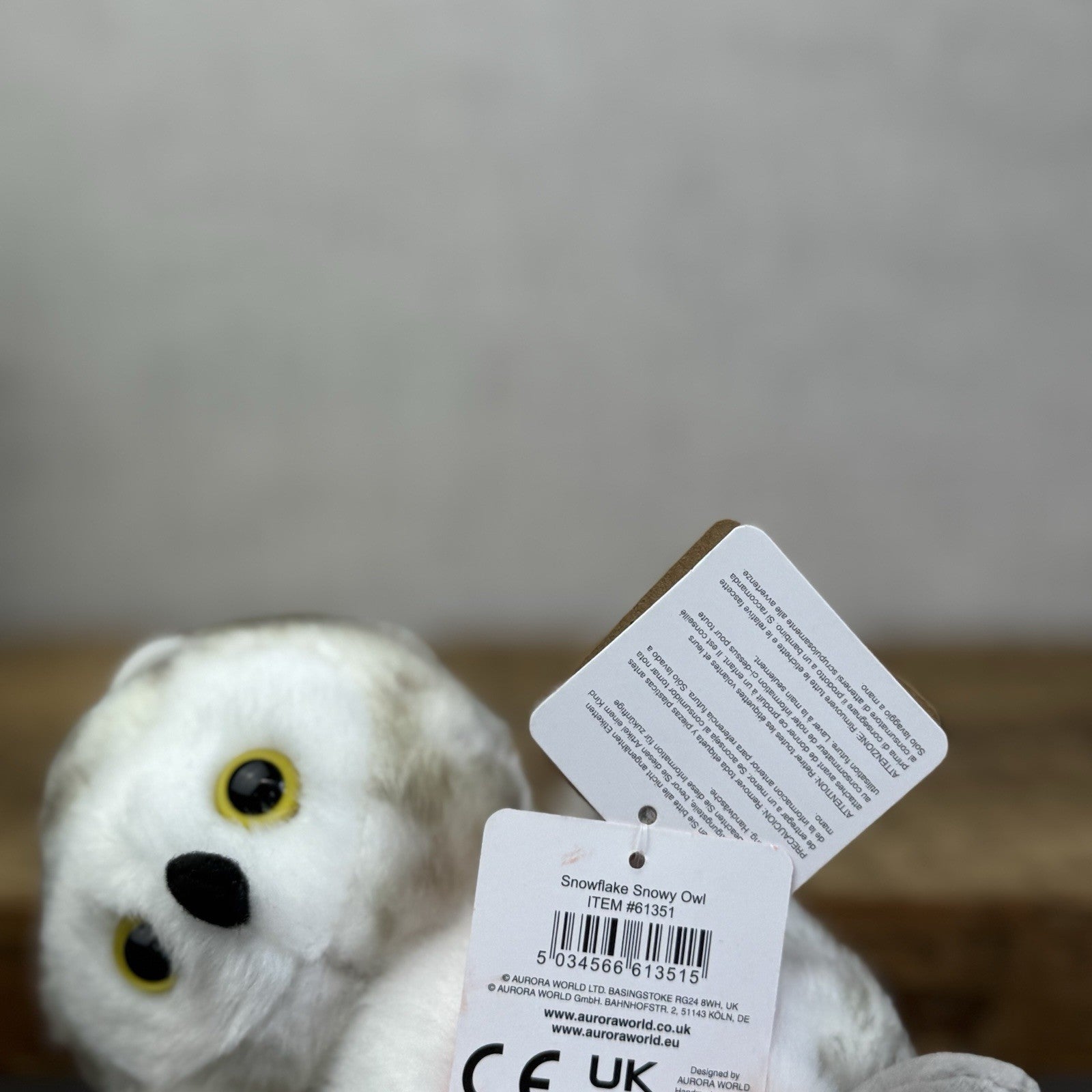Aurora Snowflake Snowy Owl - Mini Owl Soft Toy - Palm Pals Mini Beanbag Plush