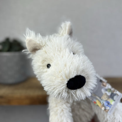Jellycat Munro - Munro White Scottie Dog Soft Toy Beanie Retired 12”