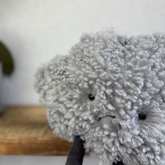 Jellycat Amuseable Storm Cloud - Grey Grumpy Cloud Plush Beanie NWT 10"