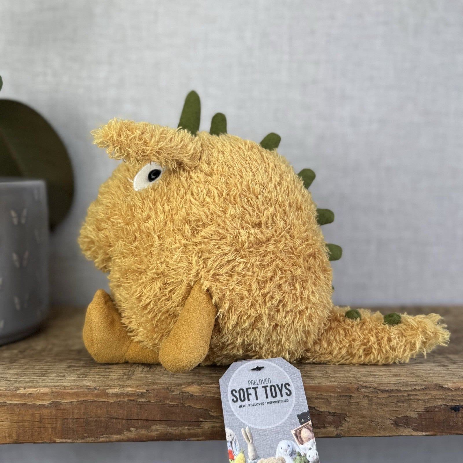 Jellycat Jubjub Yonnie - Yellow Curly Fur Alien Soft Toy - Monster/Alien 9”