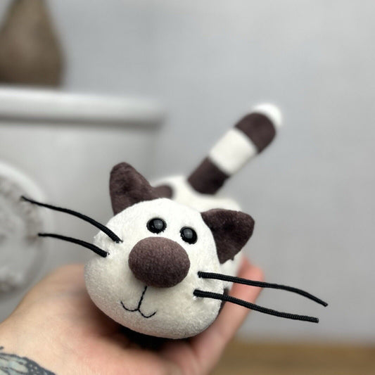 Jellycat Crazy Cat - Brown & White Tiny Vintage Cat - Cat With Whiskers 4”
