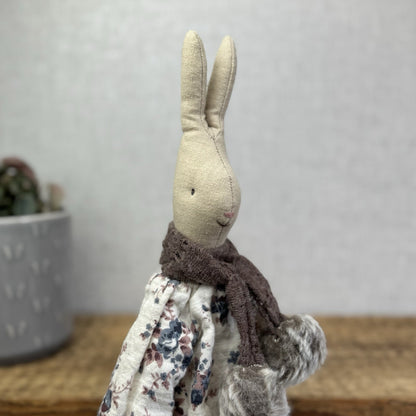 Maileg Medium Winter Rabbit Girl - Red Knit Dress & Fur Boots Retired 2014