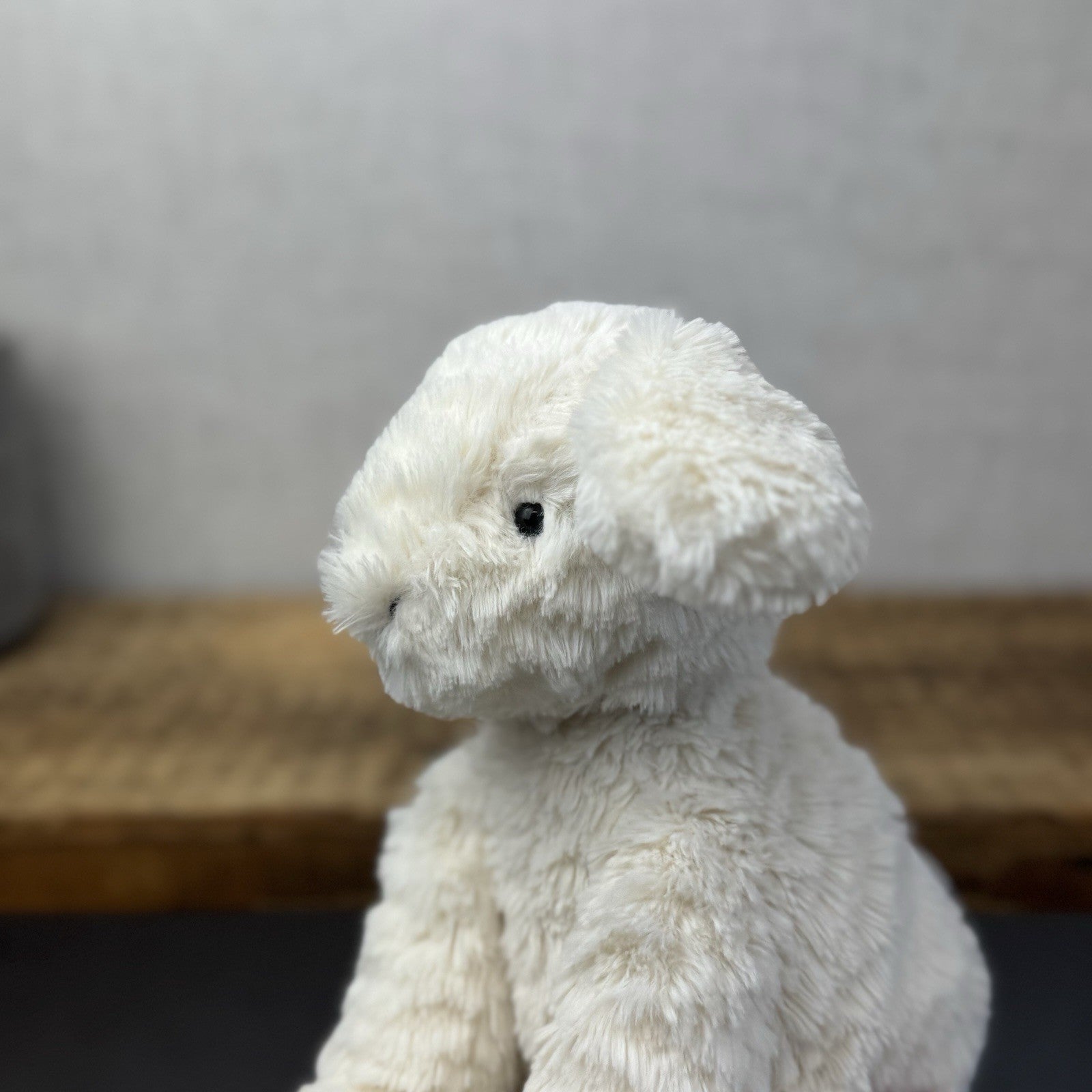 Jellycat Medium Fuddlewuddle Lamb - Old Style All Cream Textured Sitting Sheep 