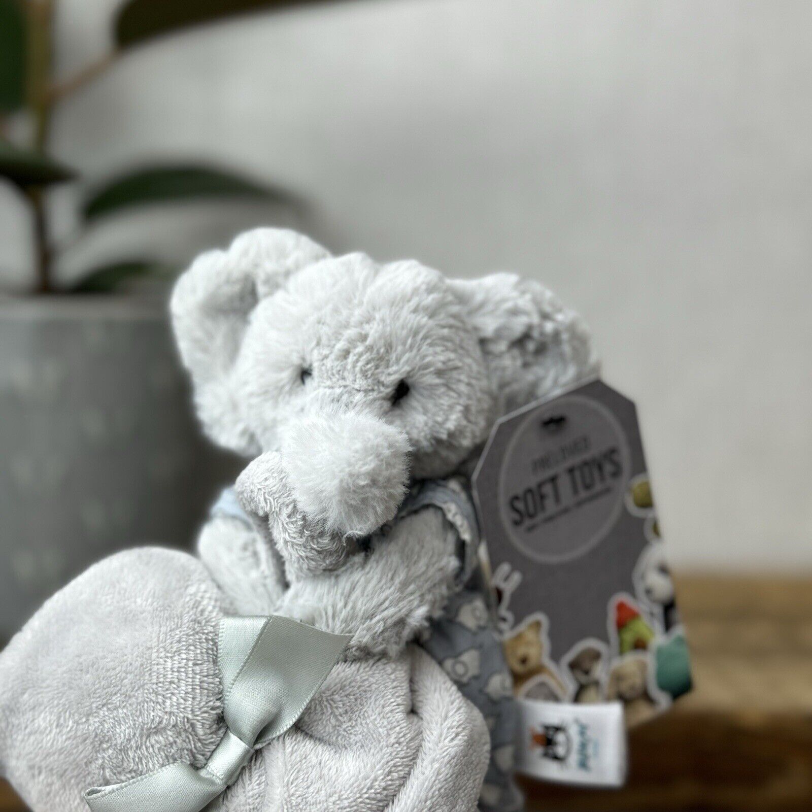Jellycat Bedtime Elephant Soother - Grey Elephant In Pyjamas Soother Blanket