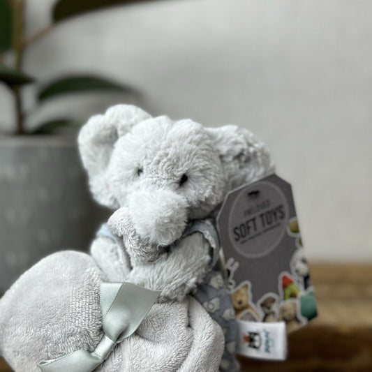 Jellycat Bedtime Elephant Soother - Grey Elephant In Pyjamas Soother Blanket