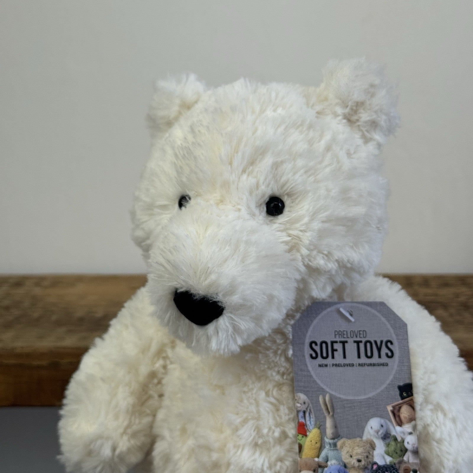 Jellycat  Edmund Cream Bear - White Medium Beanie Bear Retired Old Style 11"