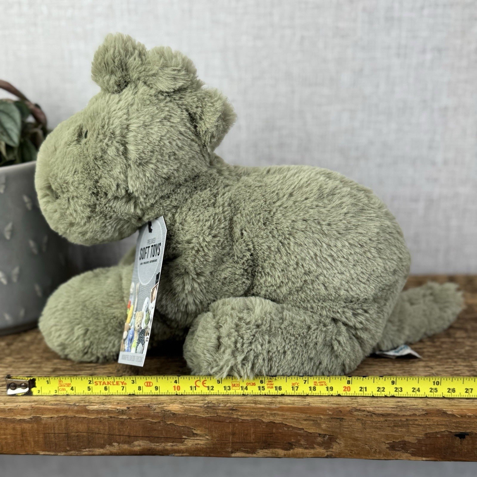 Jellycat Medium Huggady Dinosaur- Floppy Green Dino Soft Toy Retired 10" (#2)