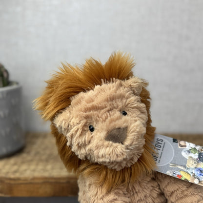 Jellycat Medium Fuddlewuddle Lion - Textured Sitting Lion Beanie Toy 9” (#2)