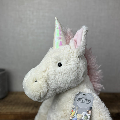 Jellycat Huge Bashful Unicorn - Huge White/Pink Retired Unicorn Soft Beanie 22"