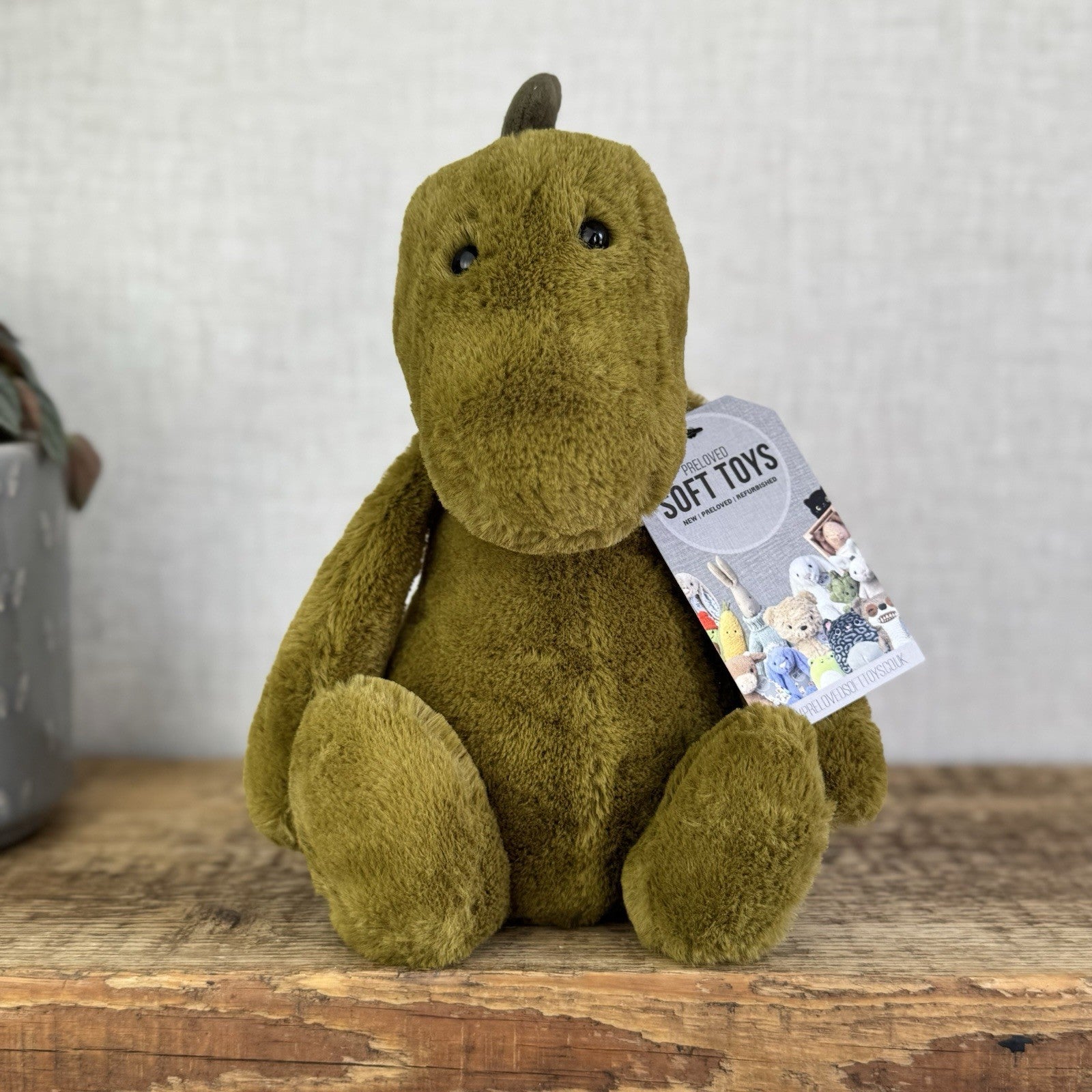 Jellycat Medium Bashful Dino - Medium Bashful Green Dinosaur Soft Toy 12"