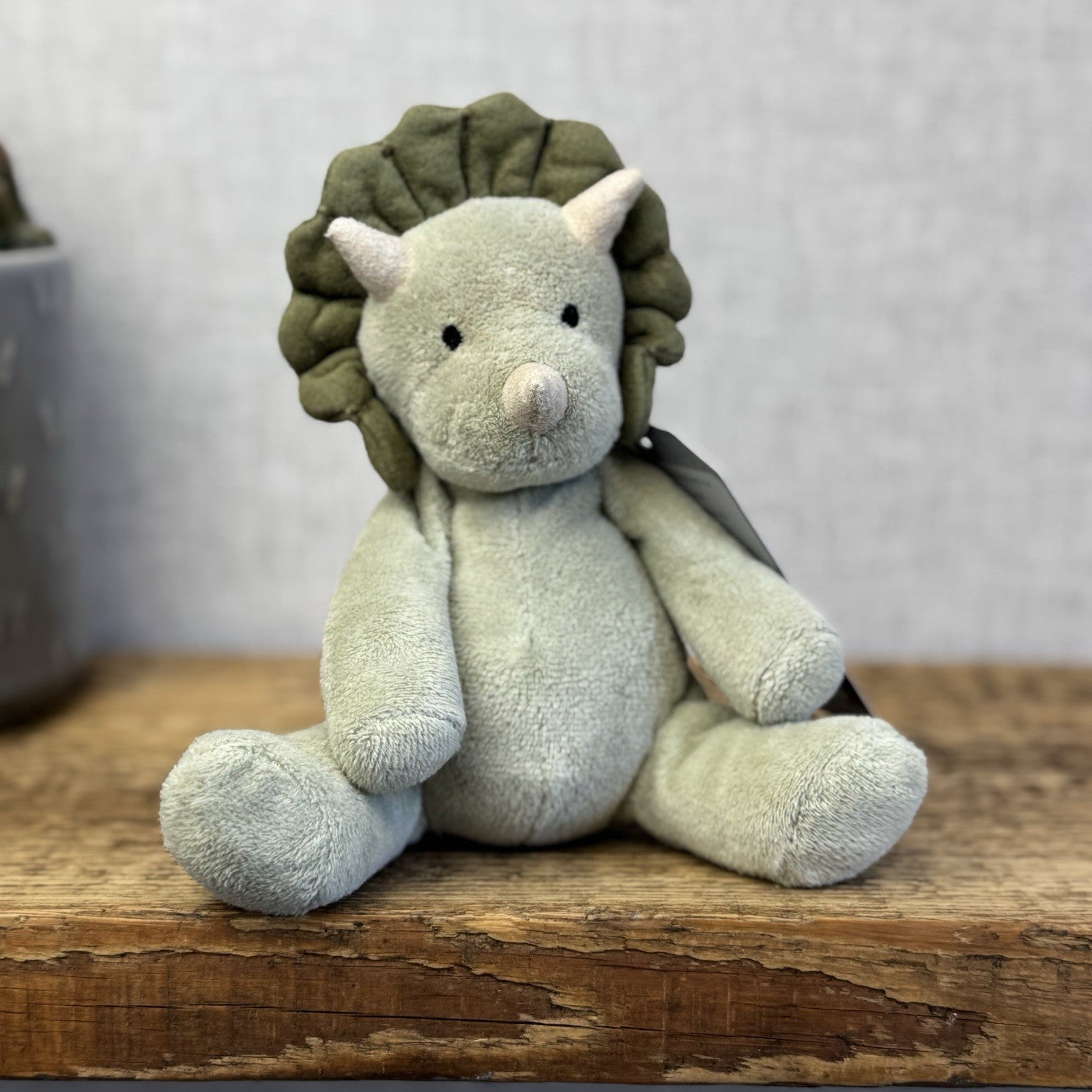 Jellycat Duffie Dino Rattle - Small Green Jellycat Dinosaur Rattle Soft Toy 6"