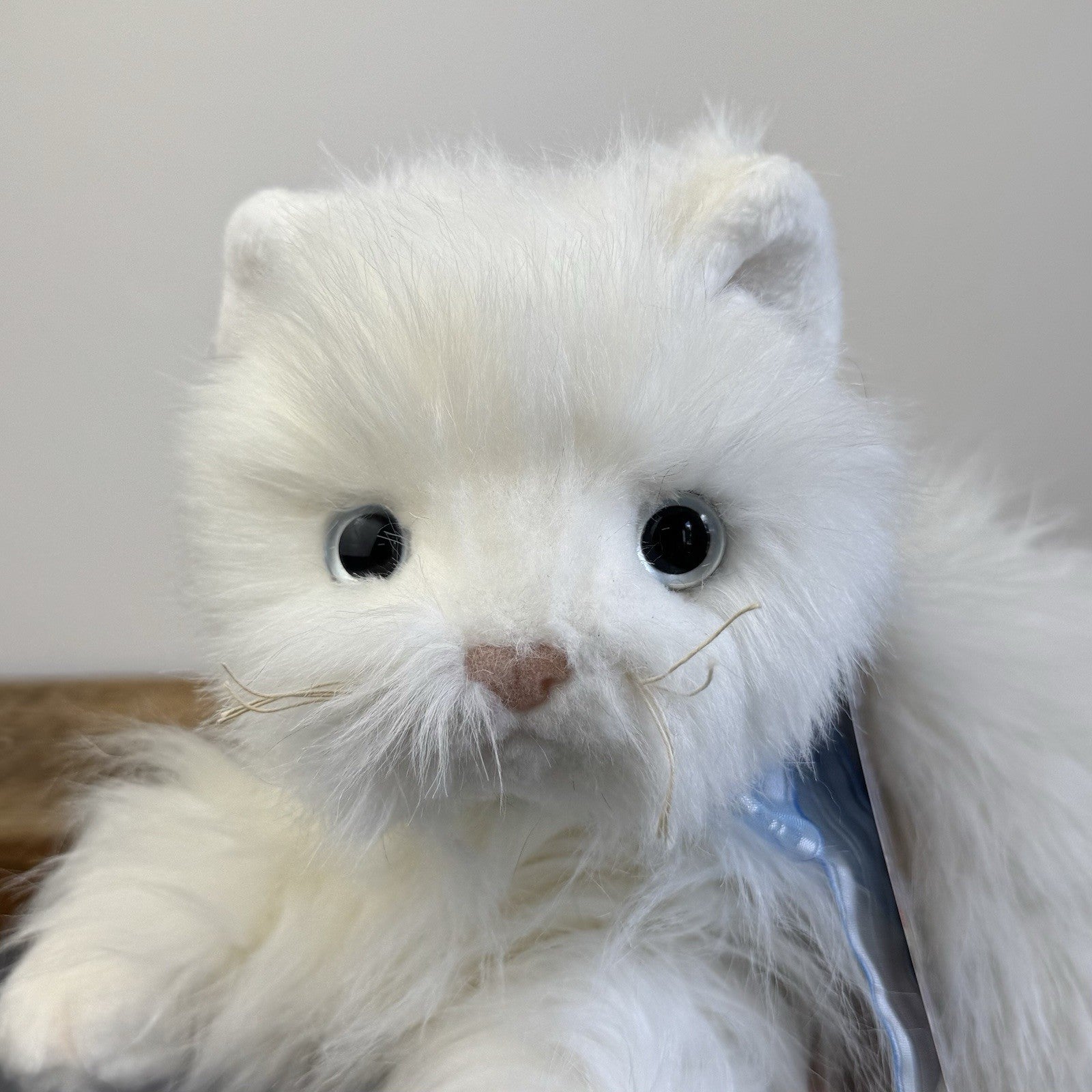 Ty Classic “Sugar” White Persian Cat Blue Bow Long Haired Soft Plush Toy 2002