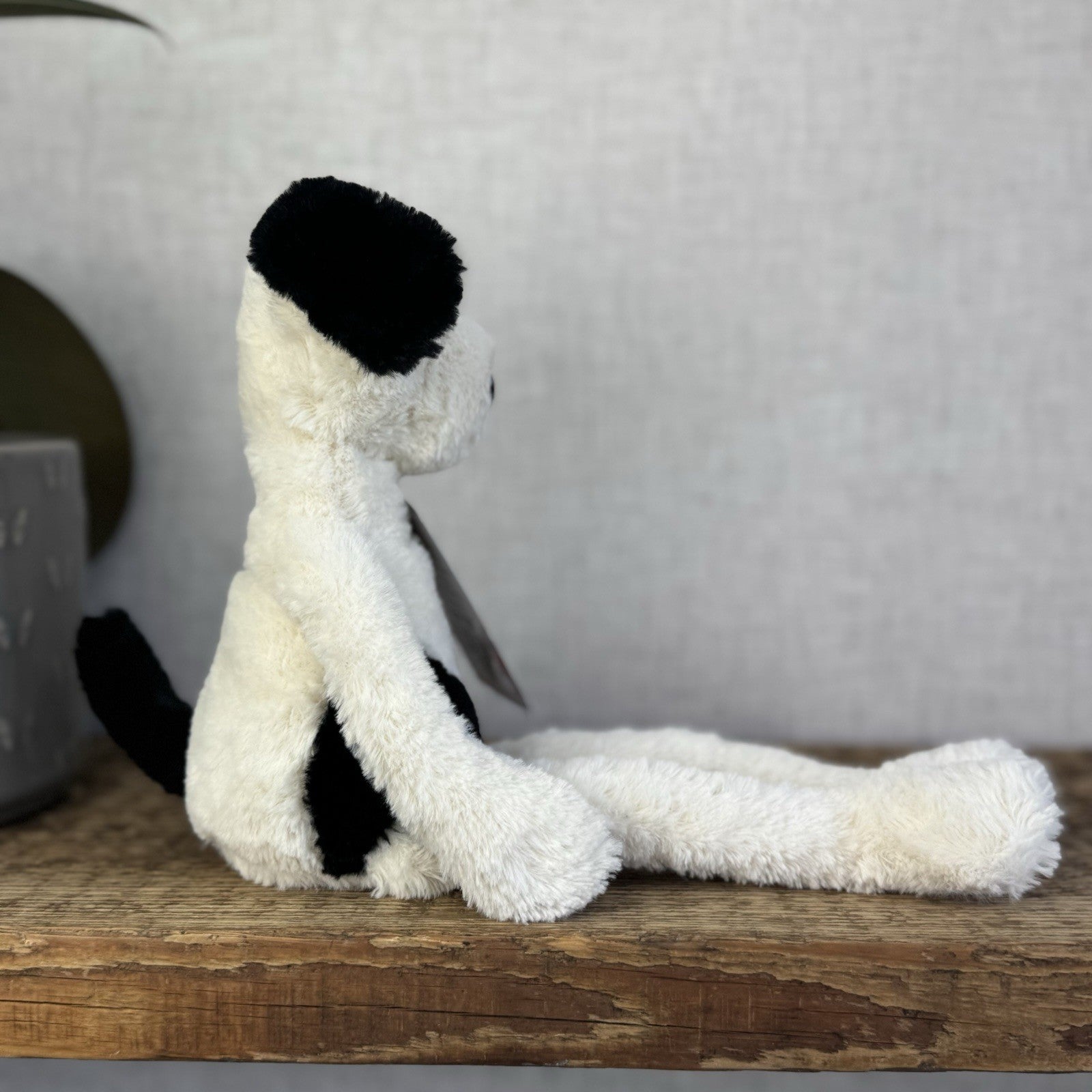Jellycat Pitterpat Puppy Dog - Long Leg Puppy Jellycat - Black & Cream Puppy 14"