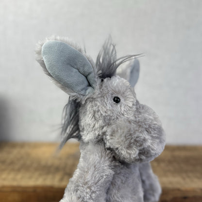 Laura Ashley Donkey Plushie Soft Toy - Textured Grey Floppy Beanie Donkey