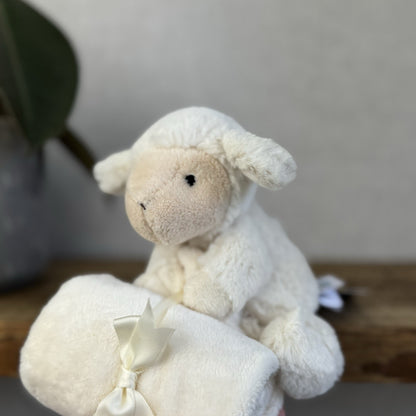 Jellycat Bashful Lamb Soother - Sheep Lamb Cream Comfort Blanket Baby Gift NWOT