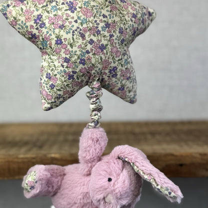 Jellycat Blossom Bunny Musical Pull - Lullaby Mobile Baby Music - Tulip Pink Toy
