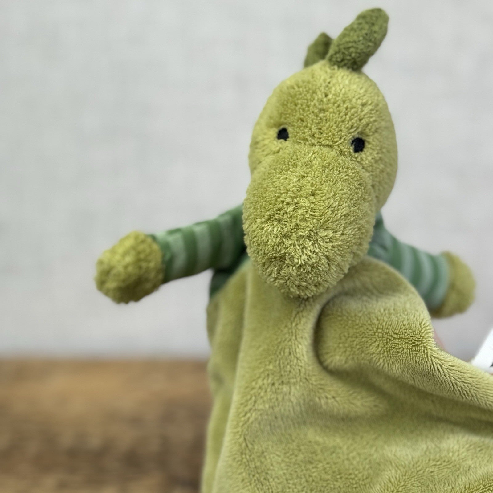 Jellycat Green Stripey Dino Soother- Dino Doudou Comforter Retired 8"