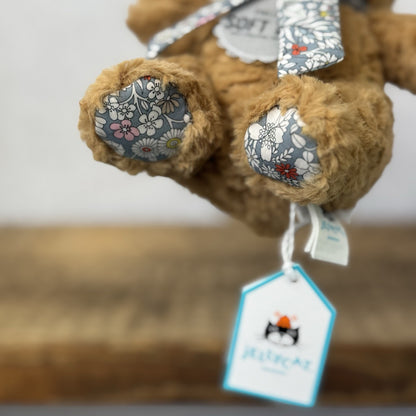 Custom/Bespoke Tiny Bartholemew Bear - Ditsy Grey Floral Made With Liberty