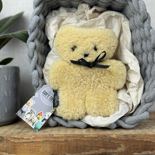 Flat Out Australia Sheepskin Classic - Bear Plush Soft Toy- Honey Baby 8”