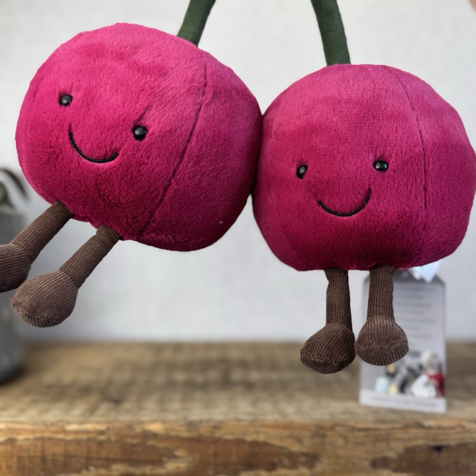 Jellycat Amuseable Cherry - Retired Cherries Plush Two Cherries Beanie NWOT