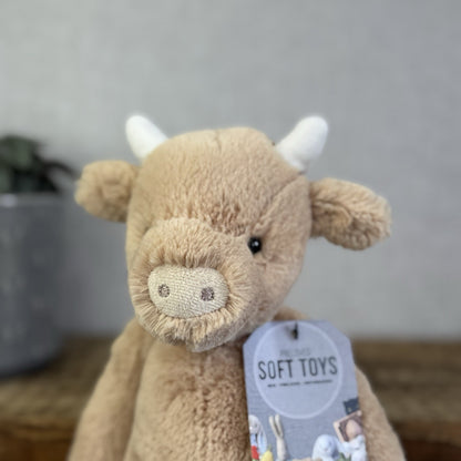 Jellycat Bashful Cow - Tan Golden Brown Cow Medium Soft Toy Retired 12"