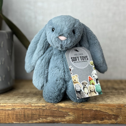 Jellycat Small Dusky Blue Bashful Bunny - Small Grey/Blue Rabbit Bunny 8"