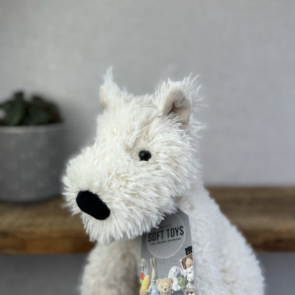 Jellycat Munro - Munro White Scottie Dog Soft Toy Beanie Retired 12”