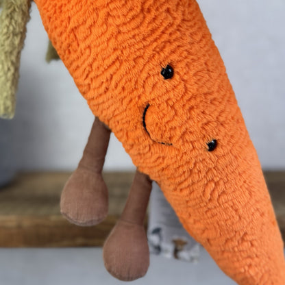Jellycat Large Amuseable Carrot - Orange Fluffy Carrot Beanie Plush Retired 15"