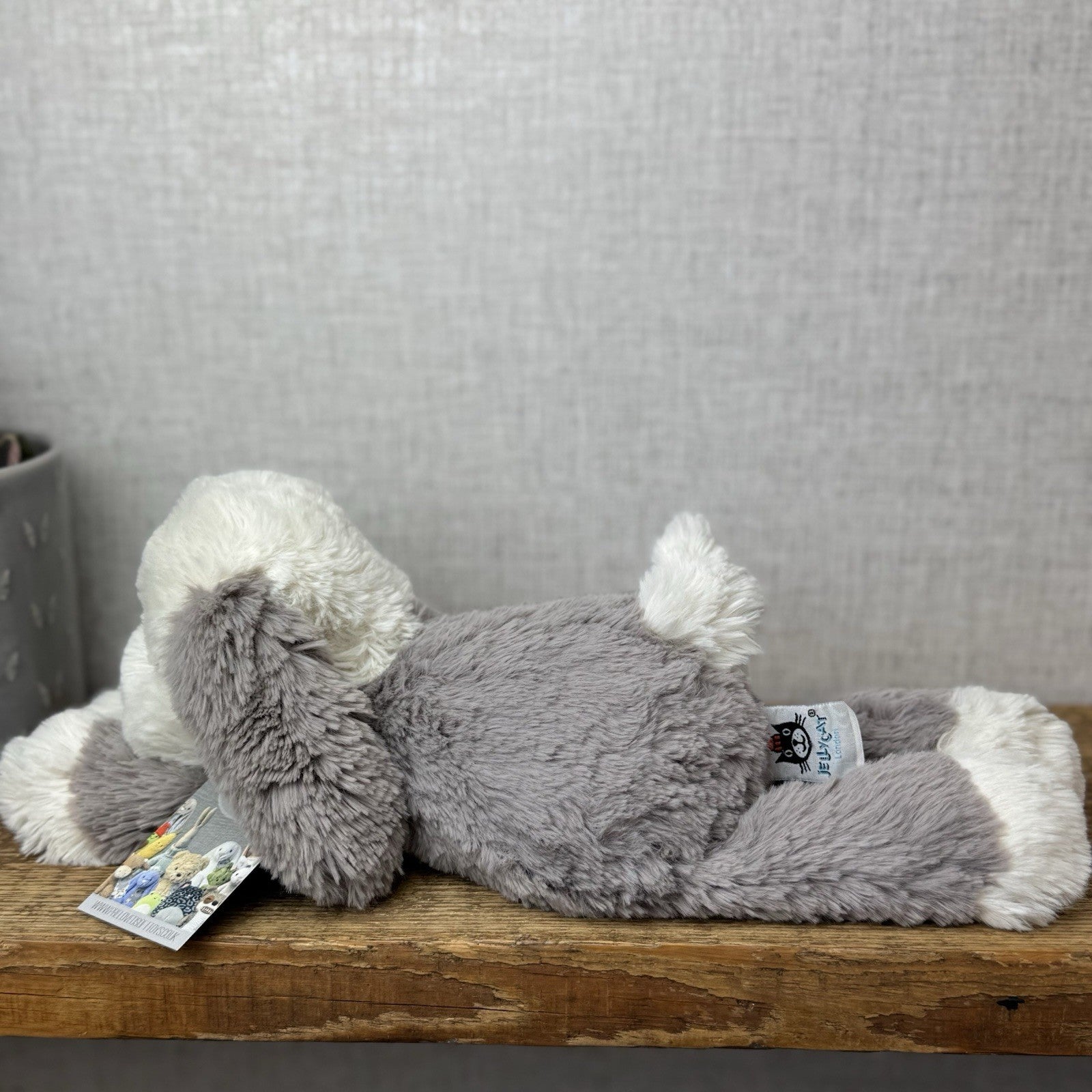 Jellycat Smudge Puppy - Medium Grey & White Puppy Floppy Plush Toy Medium 14"