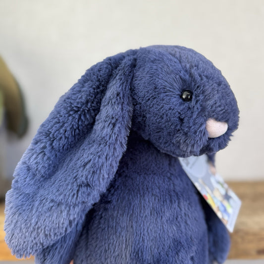 Jellycat Medium Navy Bashful Bunny - Jellycat Dark Blue Retired Rabbit 12” (#2)