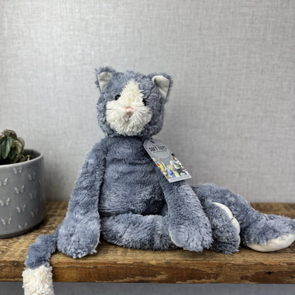 Jellycat Medium Pickles Cat - Vintage Grey Cat Beanie Retired (imperfect) 18"