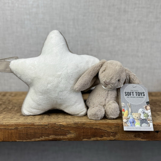 Jellycat Beige Bunny Musical Pull - Lullaby Mobile Baby Music NWOT